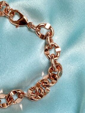 Rose Gold Link Bracelet - Polished Chain 8”